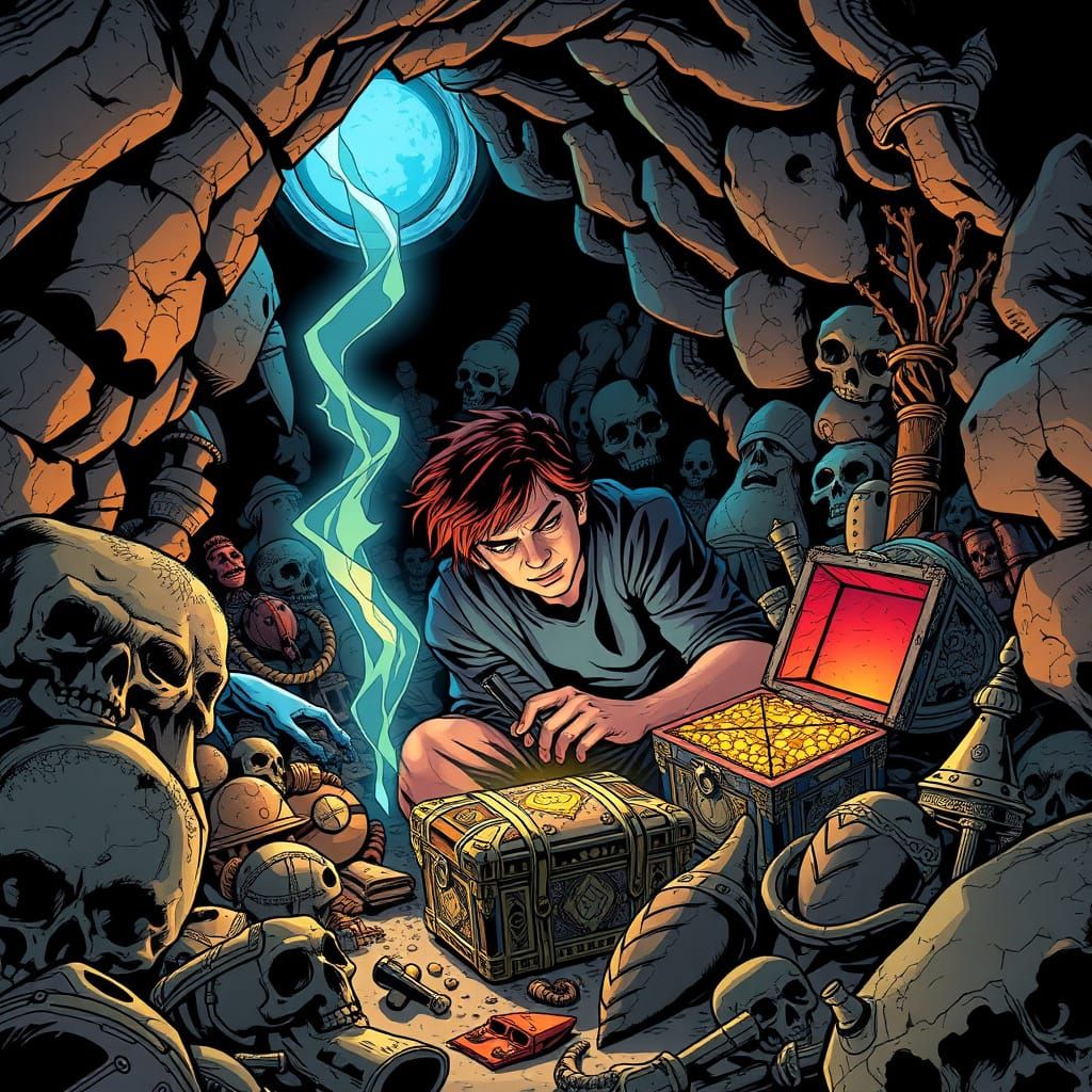 Treasure Discovery in Comic Book Style