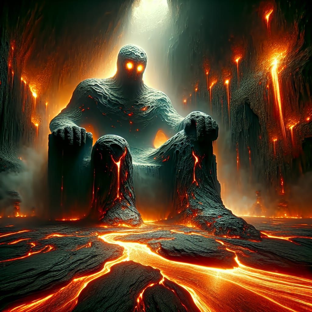 Obsidian Magma Golem on Lava Throne