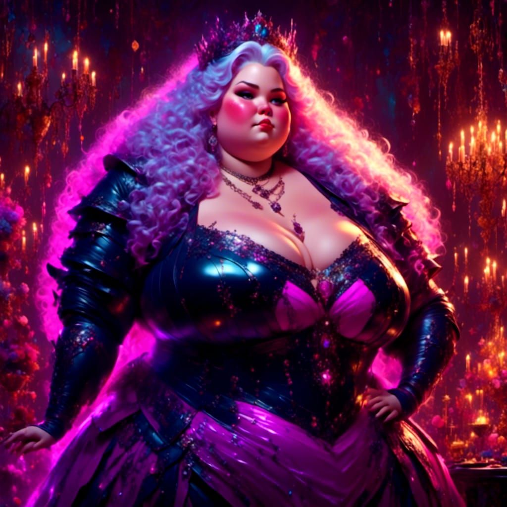 Plus-Size Woman in a Dark Purple Fantasy Style