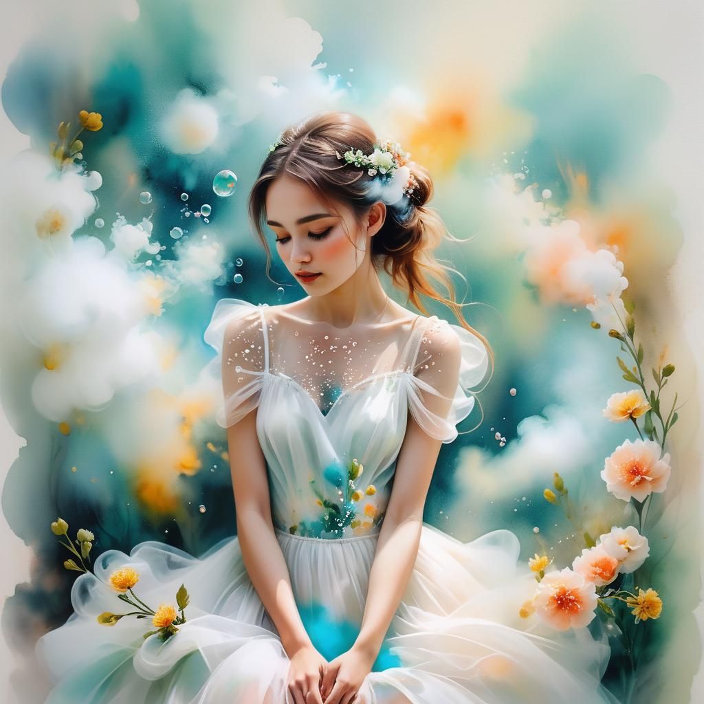 Girl in Tulle: A Watercolour Painting