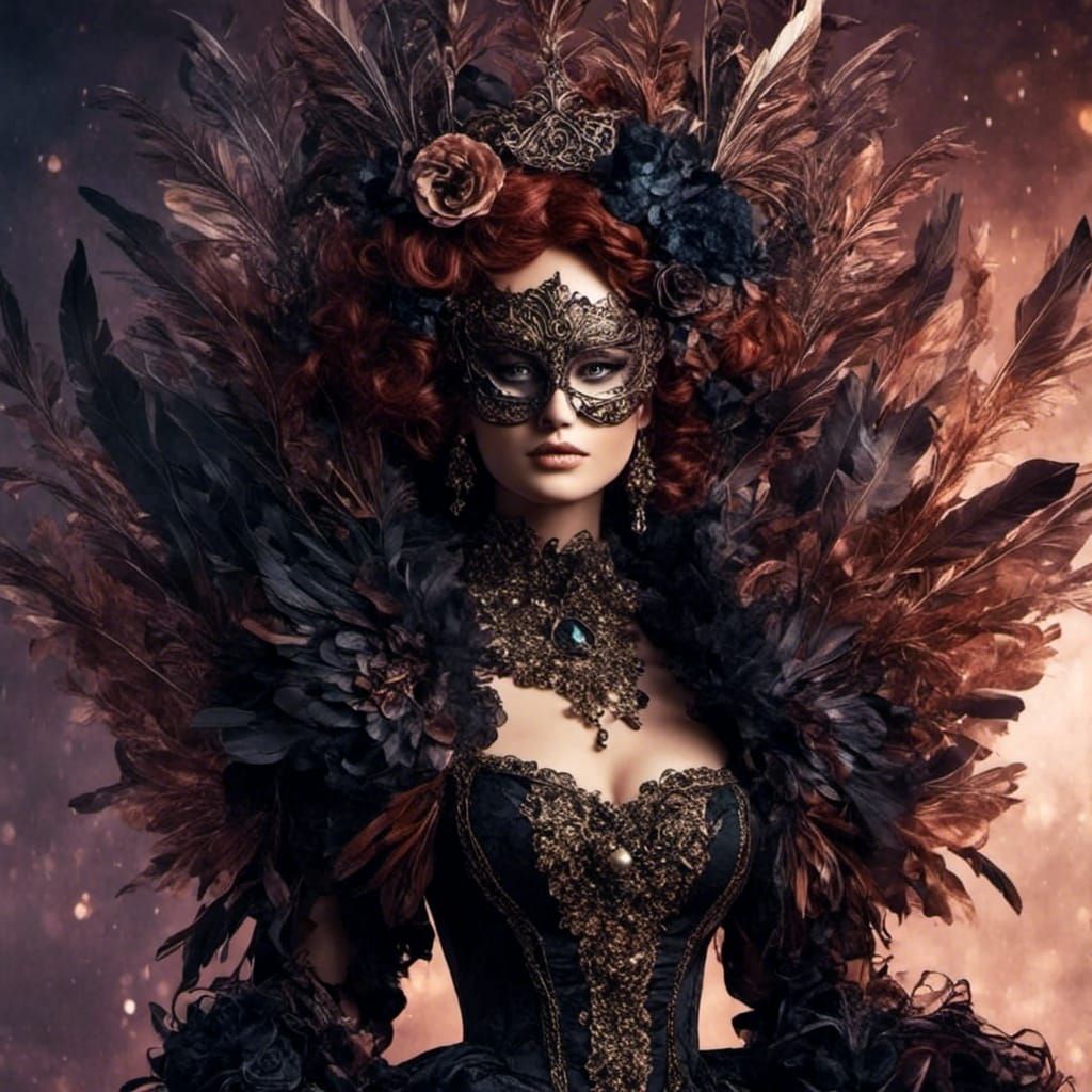 Gothic Masquerade Doll in Ballroom