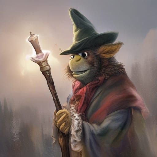 Muppet Dog Wizard with Shifty Eyes