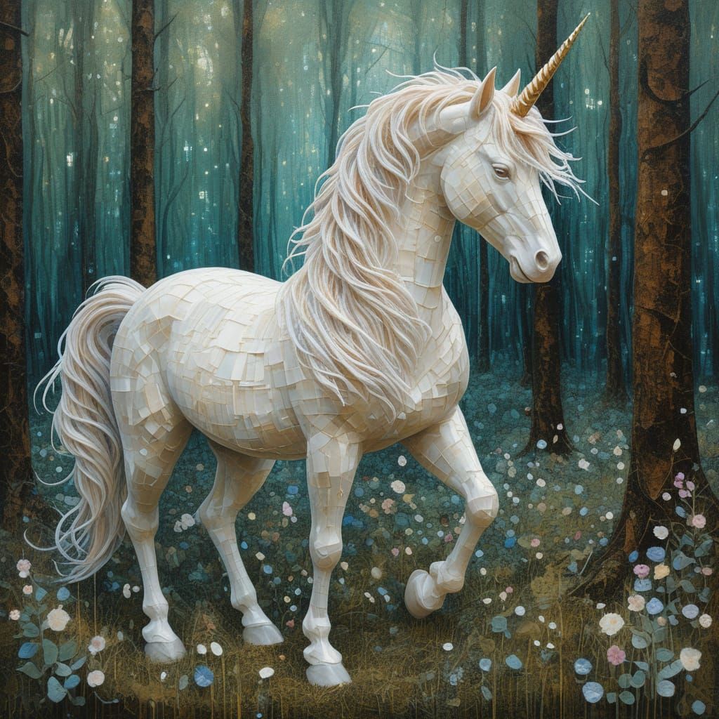 Ethereal Unicorn of Code in Pixelated Glade