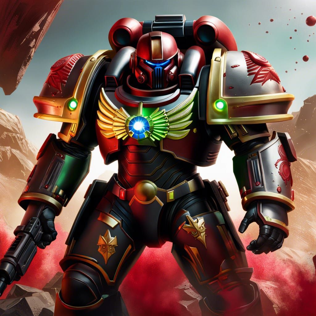 Hyperrealistic Space Marine on Alien Moon