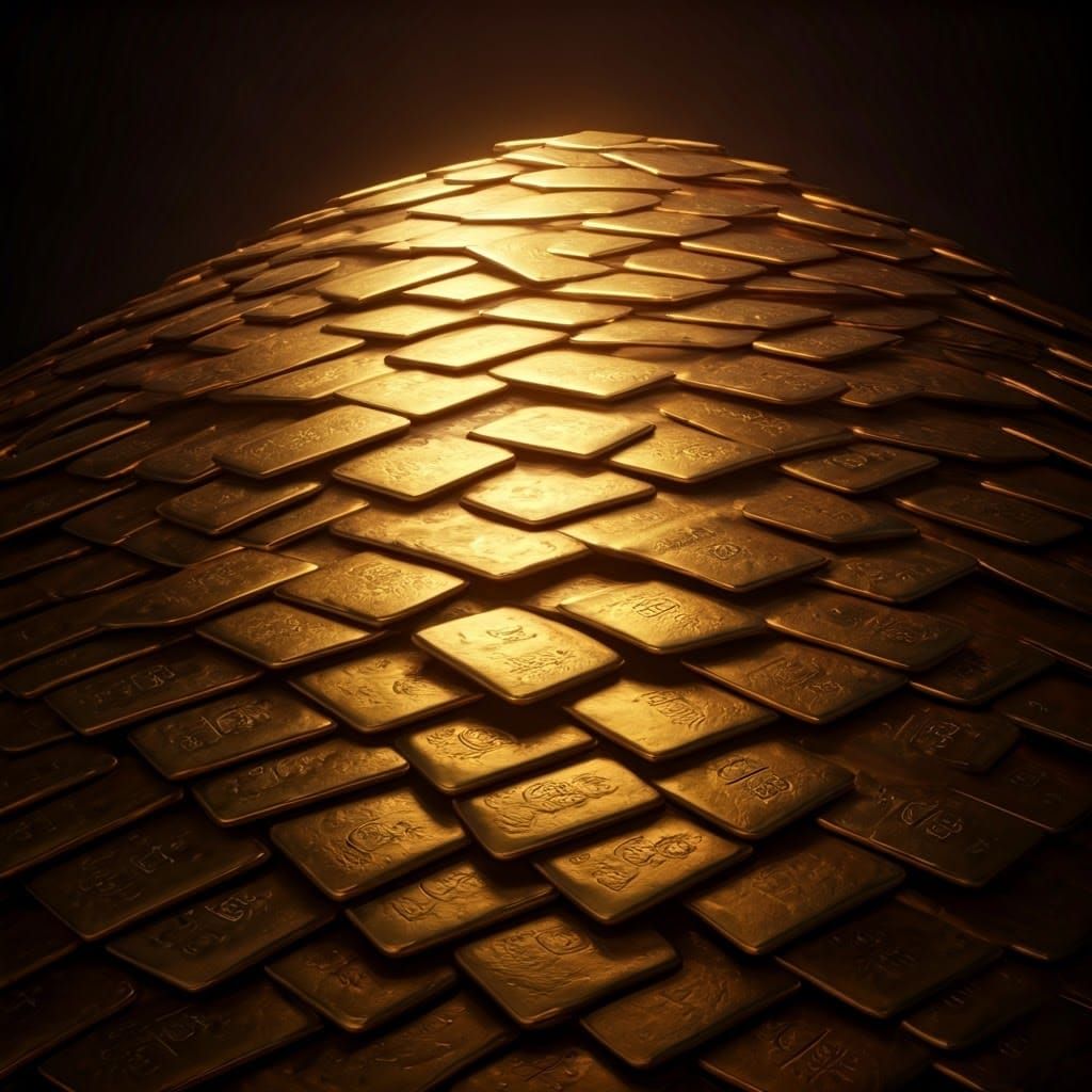 Hyper-Realistic Fantasy Gold Hoard in Ancient Luxury Style