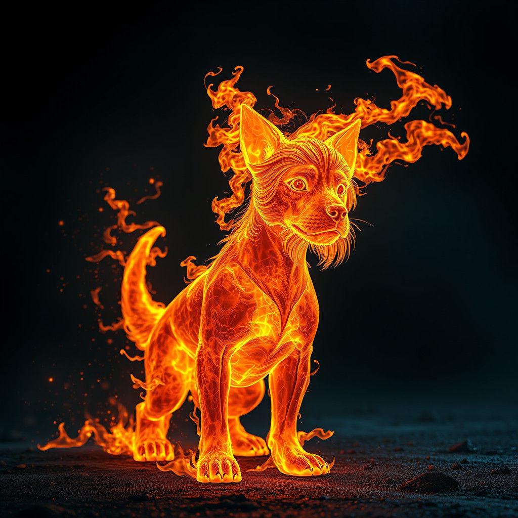 Fiery Dog: Hyperdetailed Artgerm Style Illustration