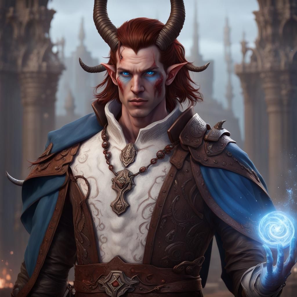 Tiefling Grave Cleric: Detailed Fantasy Art