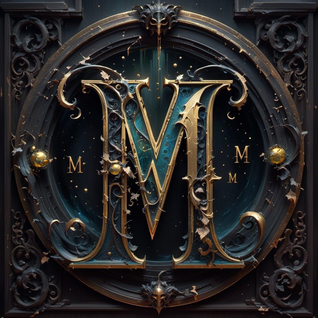 the letter M, dark gothic fantasy