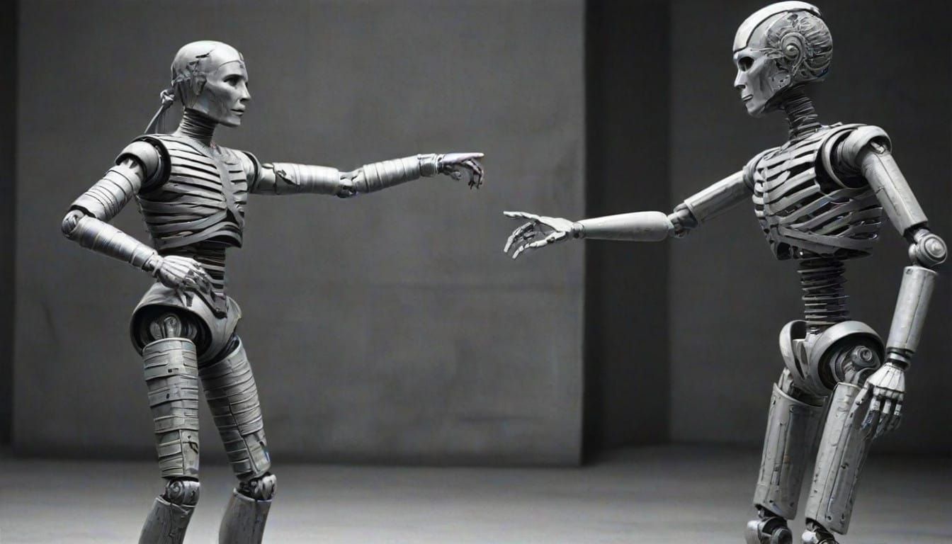 Aztec Mummy Battles Cybernetic Warrior in Classic Sci-Fi Sty...