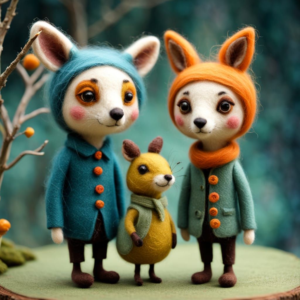 Whimsical Felted Animals Tea Party