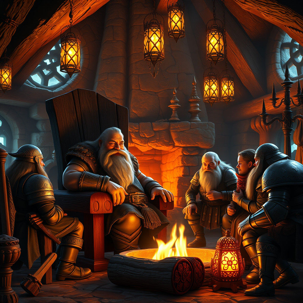 Cozy Dwarven Family Hearth in Fantasy Concept Art