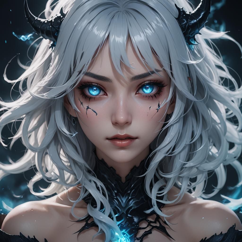 Possessed Anime Girl Portrait in Dark Fantasy Style