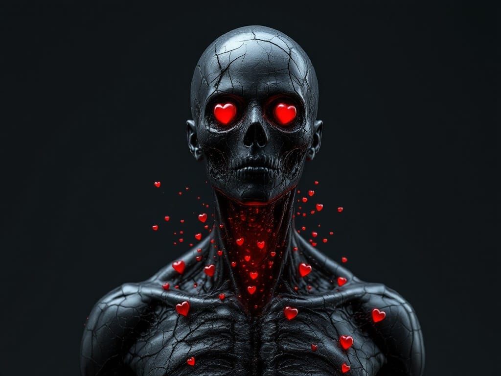 Dark surreal sculpture, human figure,