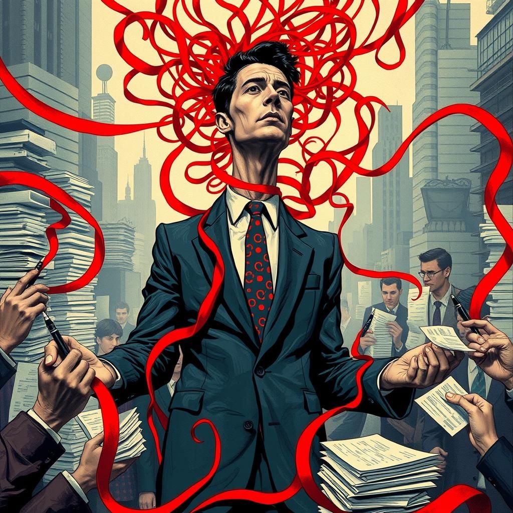 Businessman Trapped: Dystopian Futurism in Bureaucracy