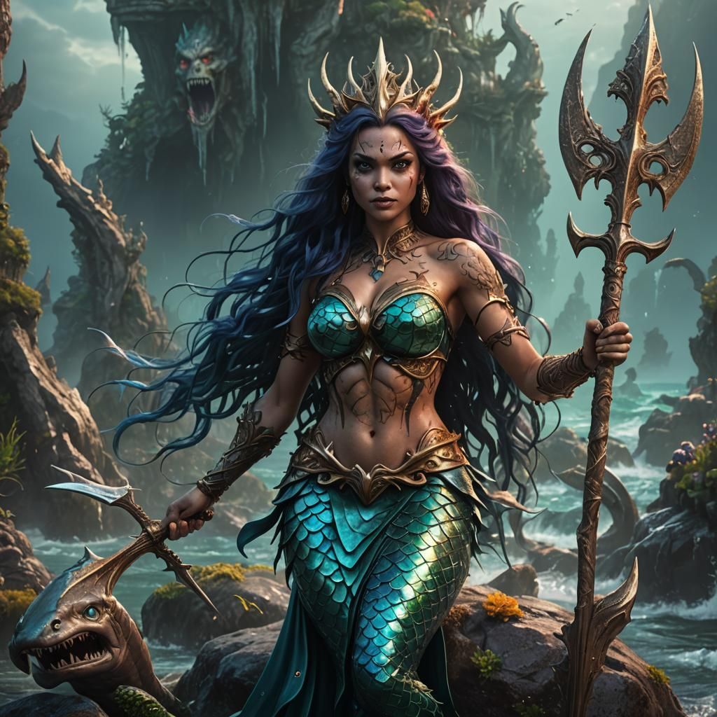 Scary Mermaid's Revenge: A Fantasy Concept Art