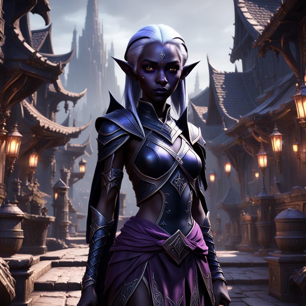 Dark Elf Child in Dark Fantasy Style