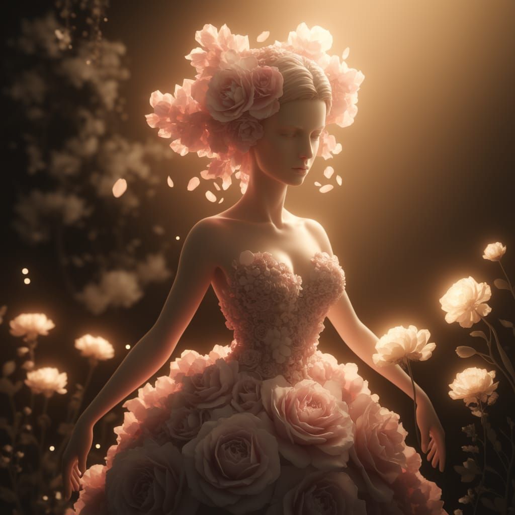 Surreal Statue in Ethereal Garden