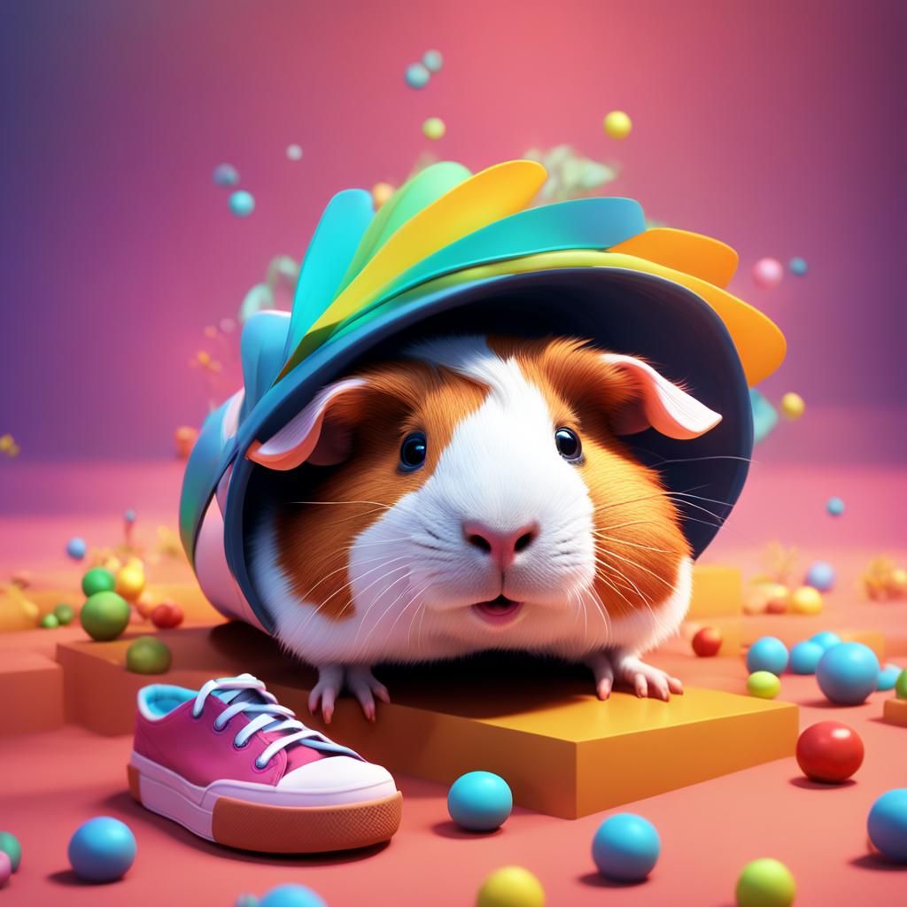 Guinea Pig in Jordans: 3D Digital Art