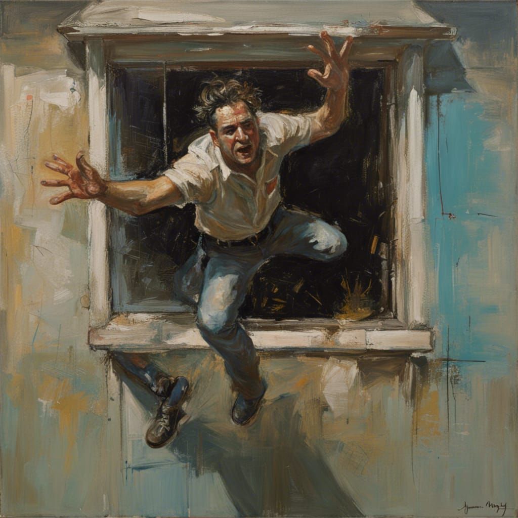 Florida Man's Unlikely Escape: Oil Painting