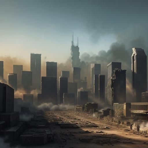 Apocalyptic Terminator Squadron in Destroyed Los Angeles