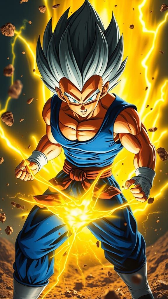Photorealistic Super Saiyan Vegeta Readying Kamehameha