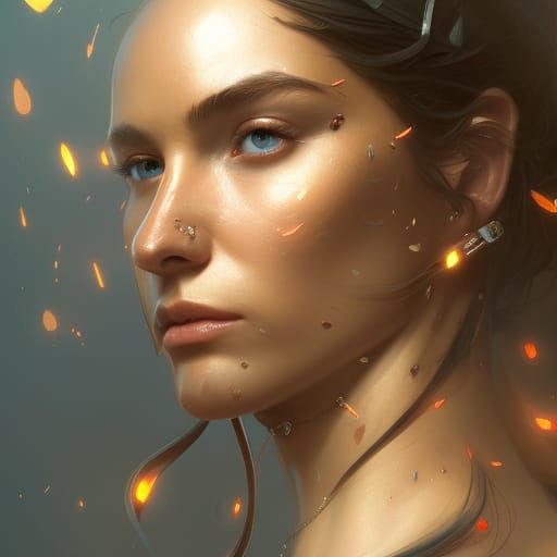 Detailed Portrait of Armored Warrior in Dynamic Lighting