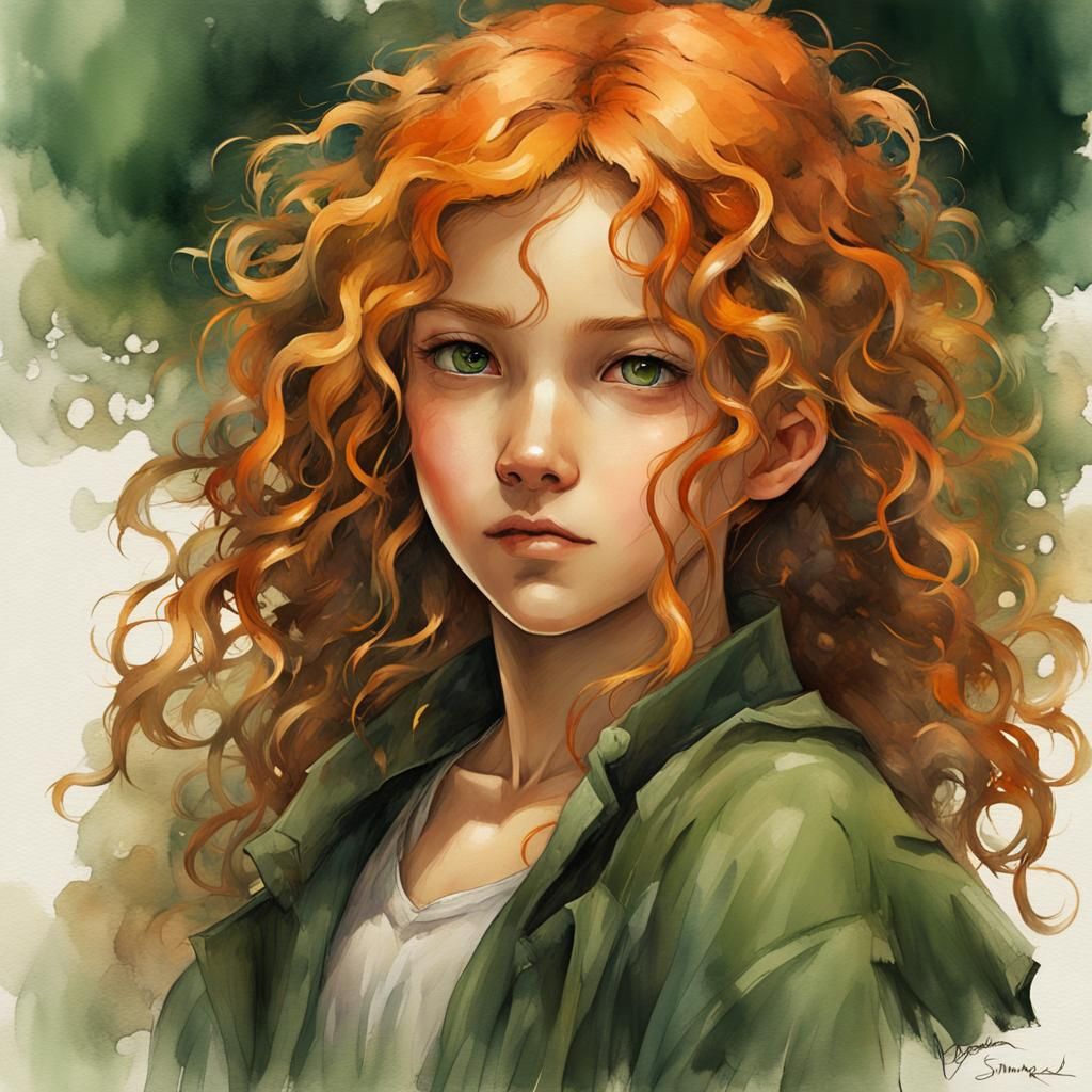 Smiling Woman Portrait in Watercolor Style