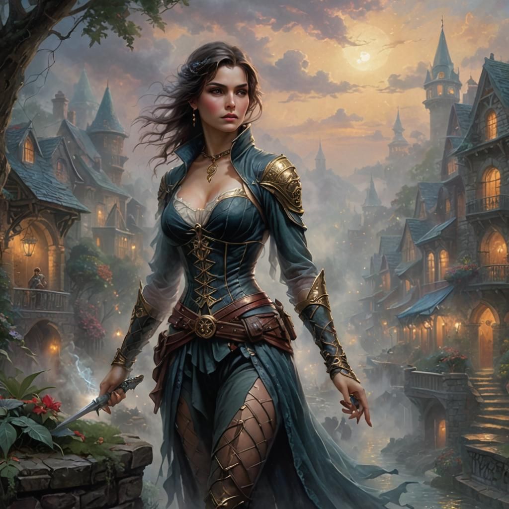 Ethereal Assassin Woman in Fantasy Style