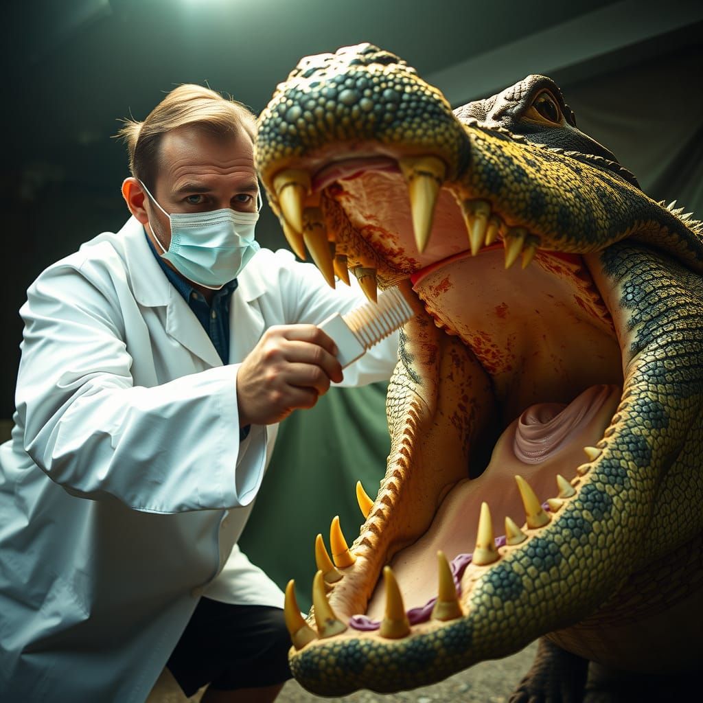 Dentist Brushes Alligator's Teeth in Comical Film-Quality Ph...