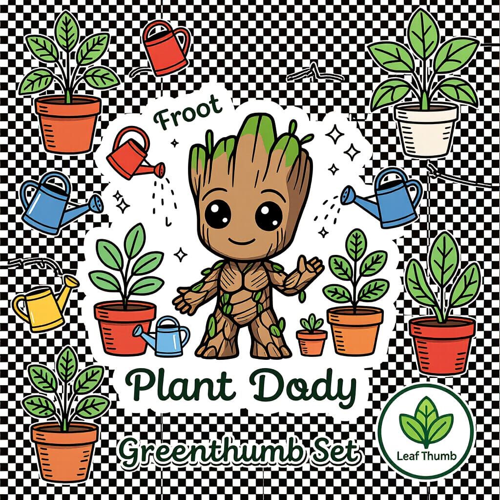 Disney Style Plant Mom Groot Sticker Art