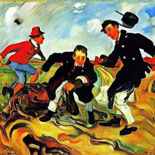 Rabbit Sinking: An Early 20th Century Style Painting