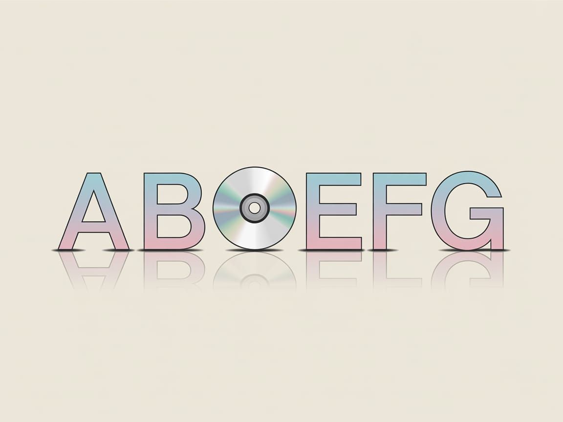 Minimalist Alphabet Graphic with CD-ROM in Pastel Hues