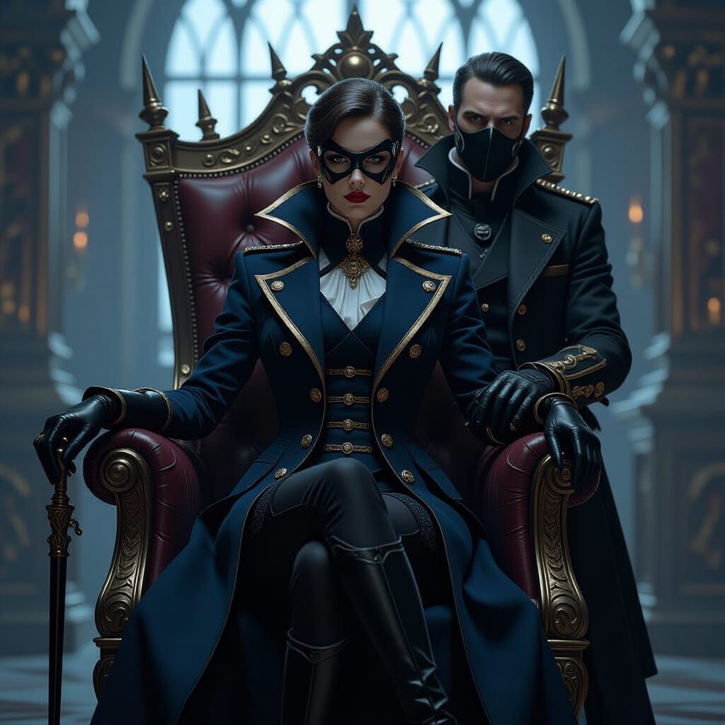 Emily Kaldwin on Throne in Gothic-Noir Style