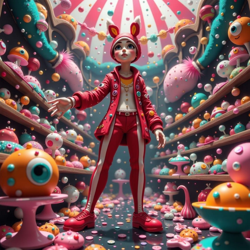 Whimsical Candy Vendor in a Candy Store