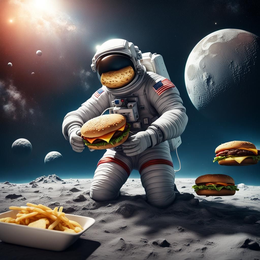 Astronaut's Lunar Mishap: A Burger in Space