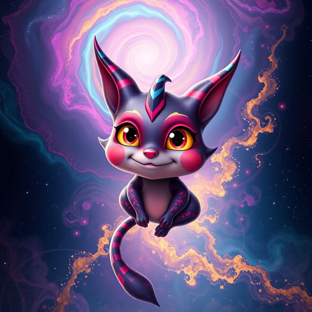 Sassy Sycoraxion Floating in Cosmic Nebula