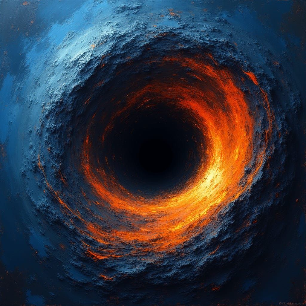 Cosmic Black Hole Vortex in Vibrant, Electric Blue and Orang...