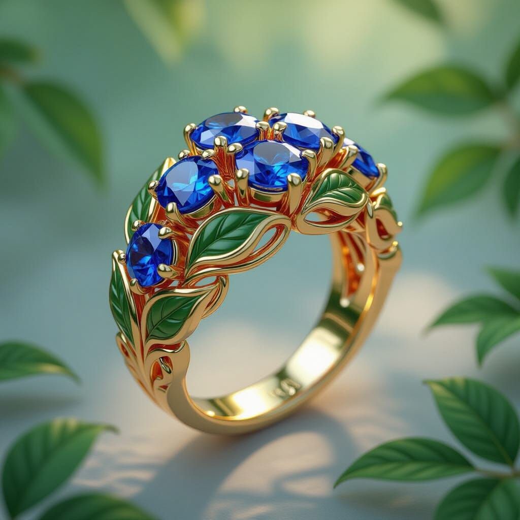Gold Celtic Ring with Blue Sapphires