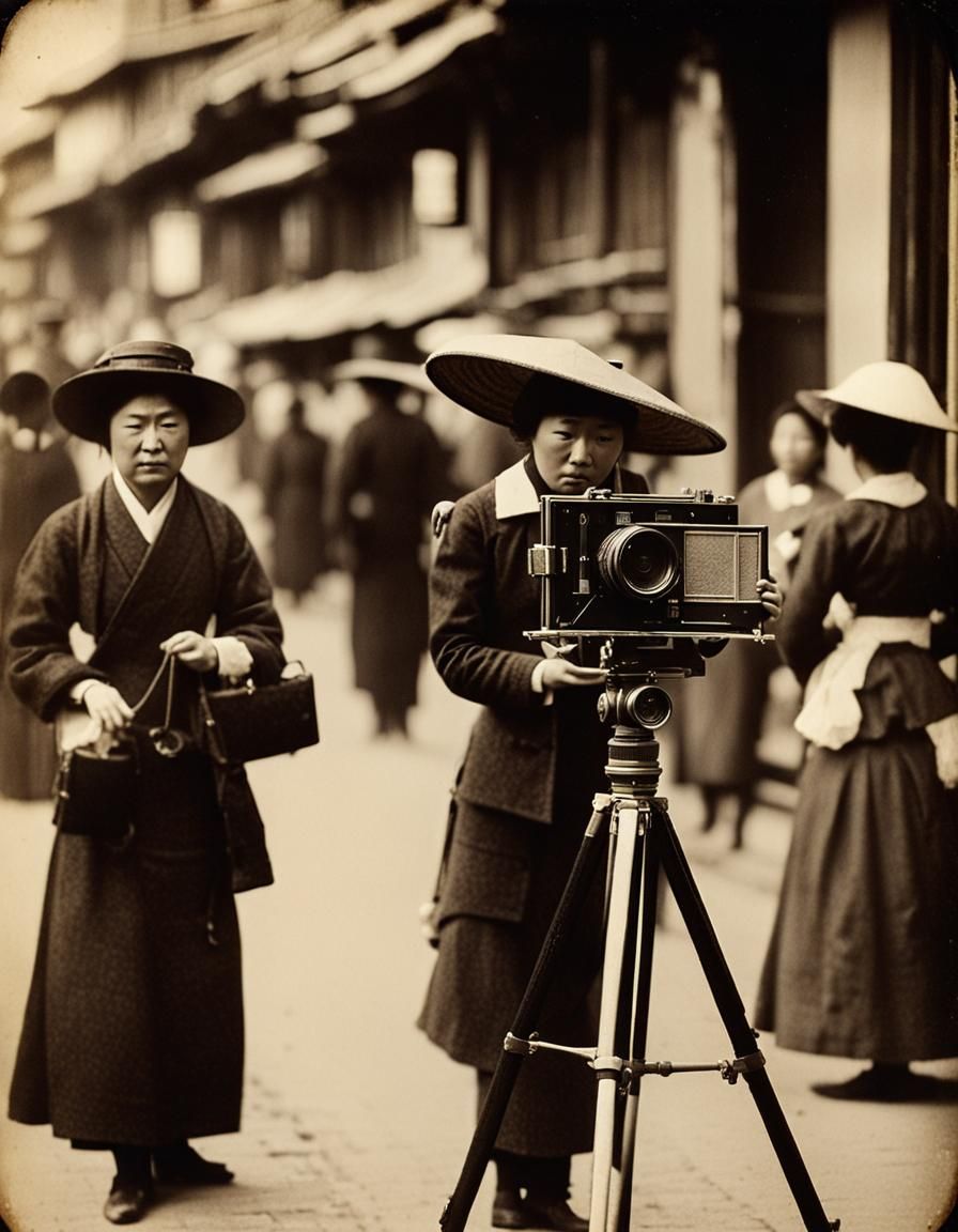 Vintage Photographer in Japan, 1900, Lith Print