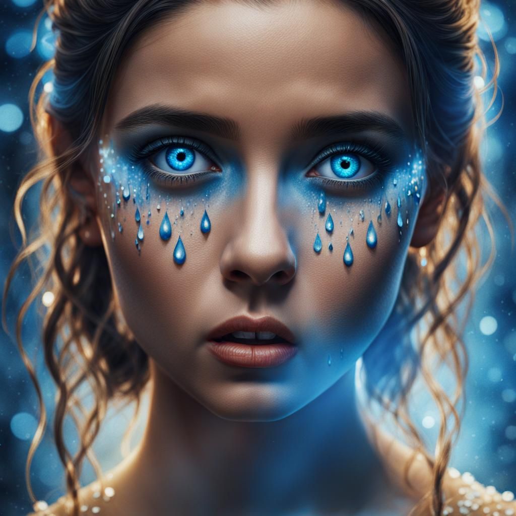 Glowing Tears: Fantasy Watercolour Portrait