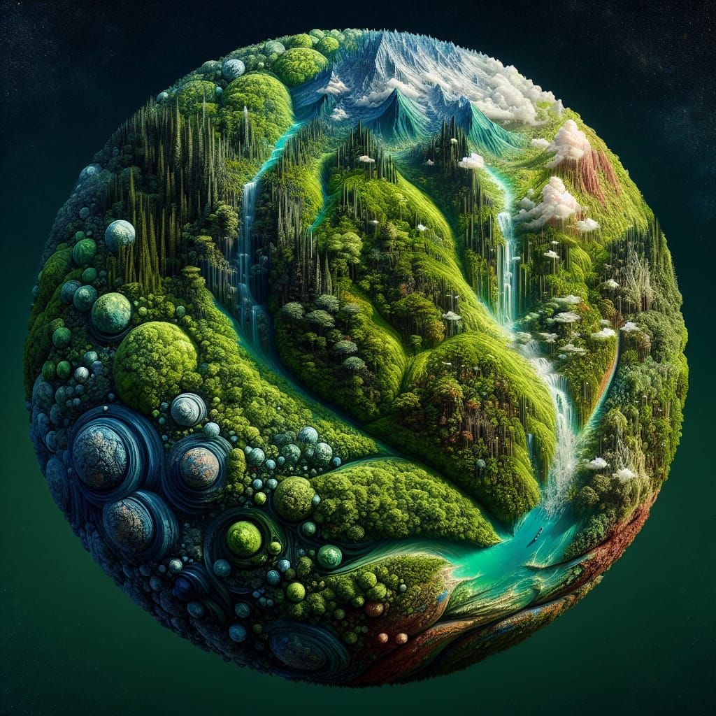 Nature Soccer Ball: Fantastical Matte Painting in 8K