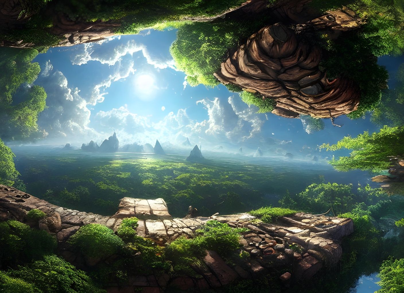 Inverted World Vista as Digital Art