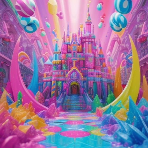 Vibrant Digital Candy World in Postmodern Style