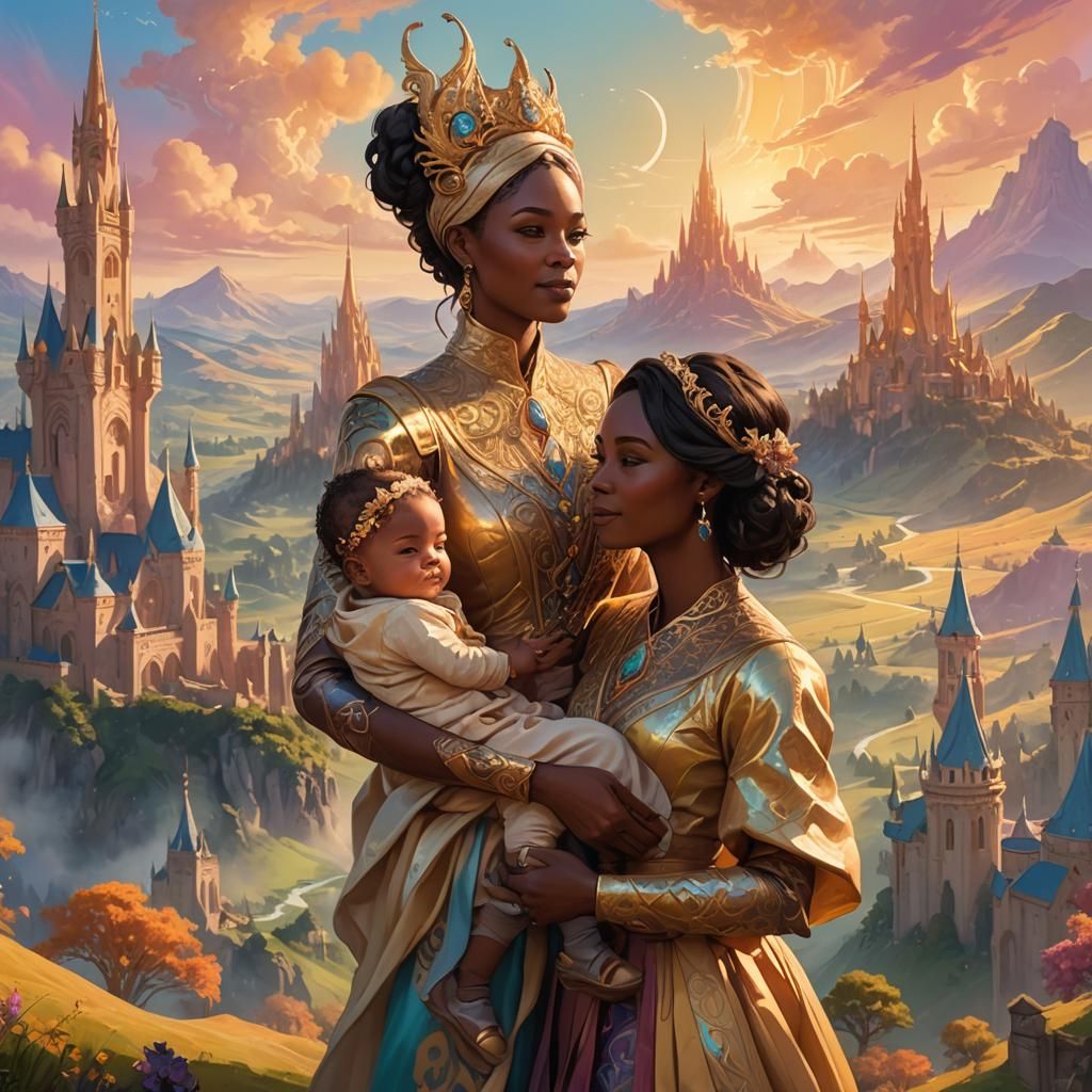 Fantasy Family Portrait in a Golden Kingdom