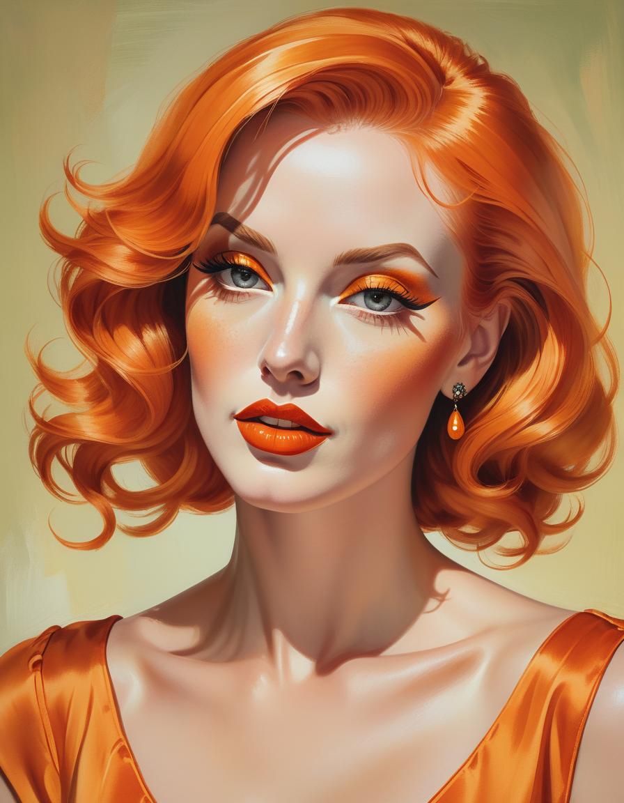 Glamorous Orange Portrait in a Naturalistic Style