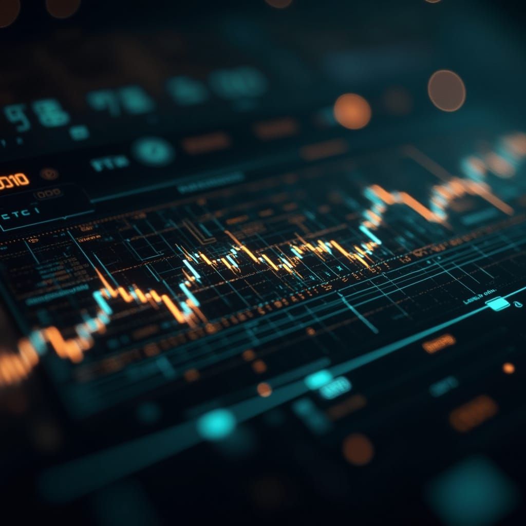 Futuristic Trading Interface with Glowing Data Overlays