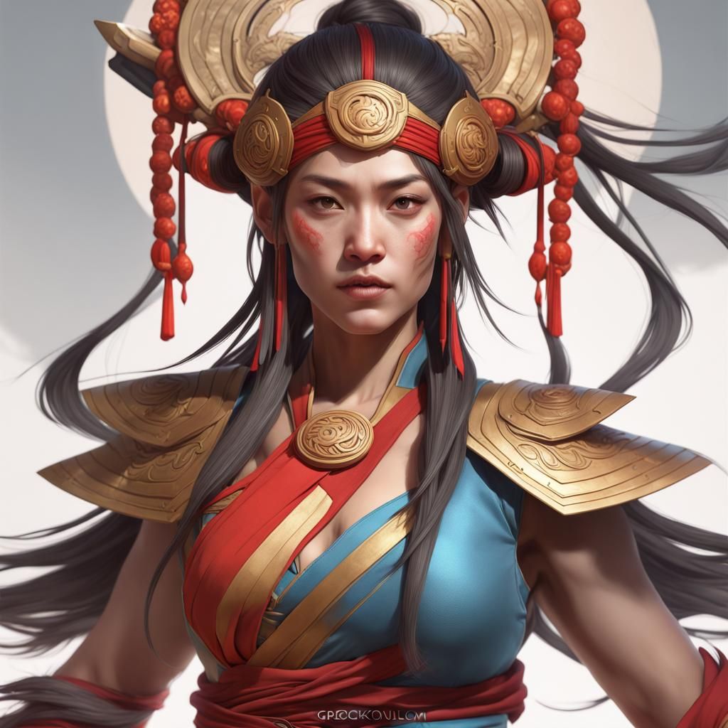 Detailed Portrait of Female Sun Wukong in Unreal Engine