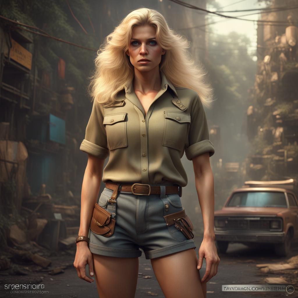 1980s Blonde American: Detailed Matte Painting