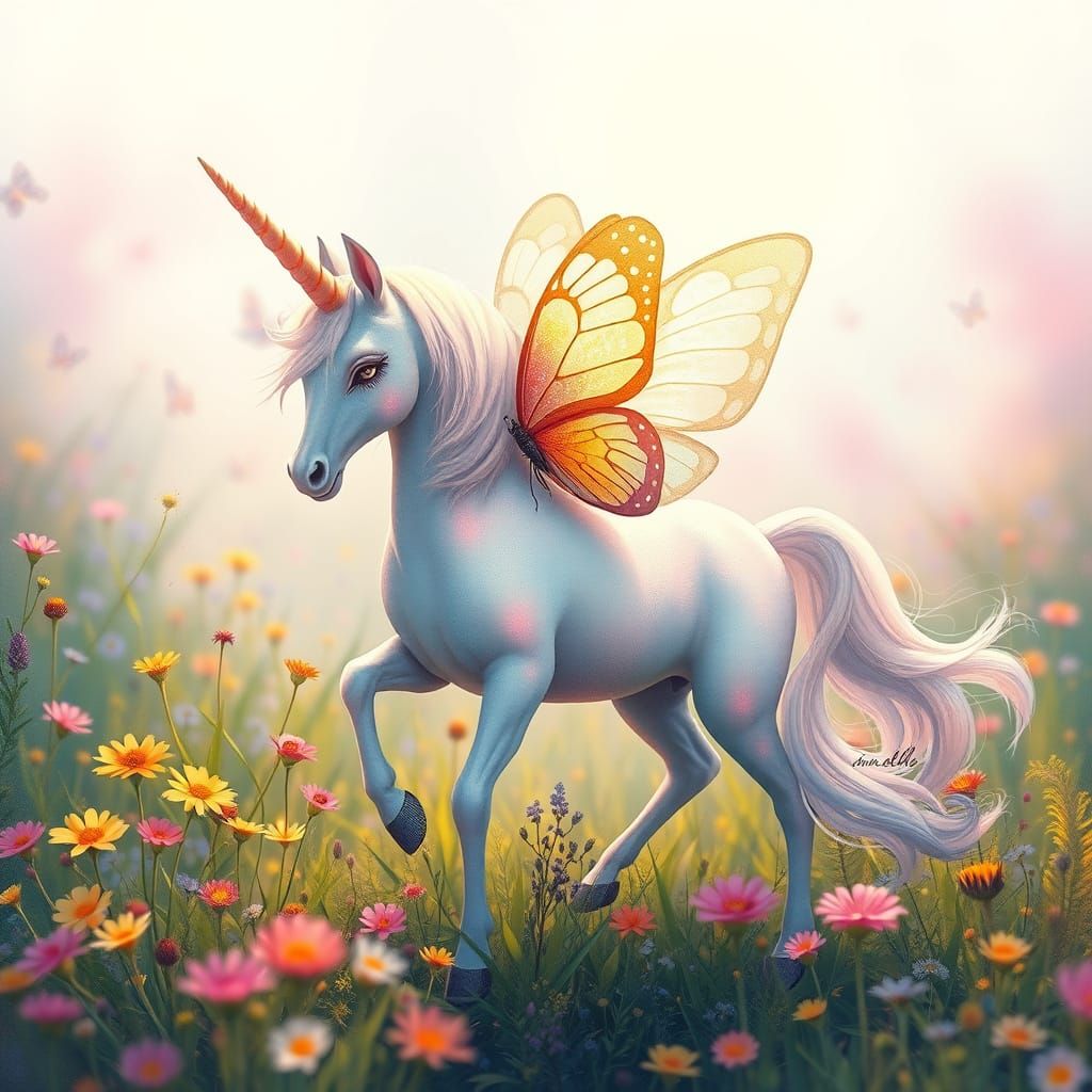 Unicorn Butterfly: Ethereal Fantasy Art