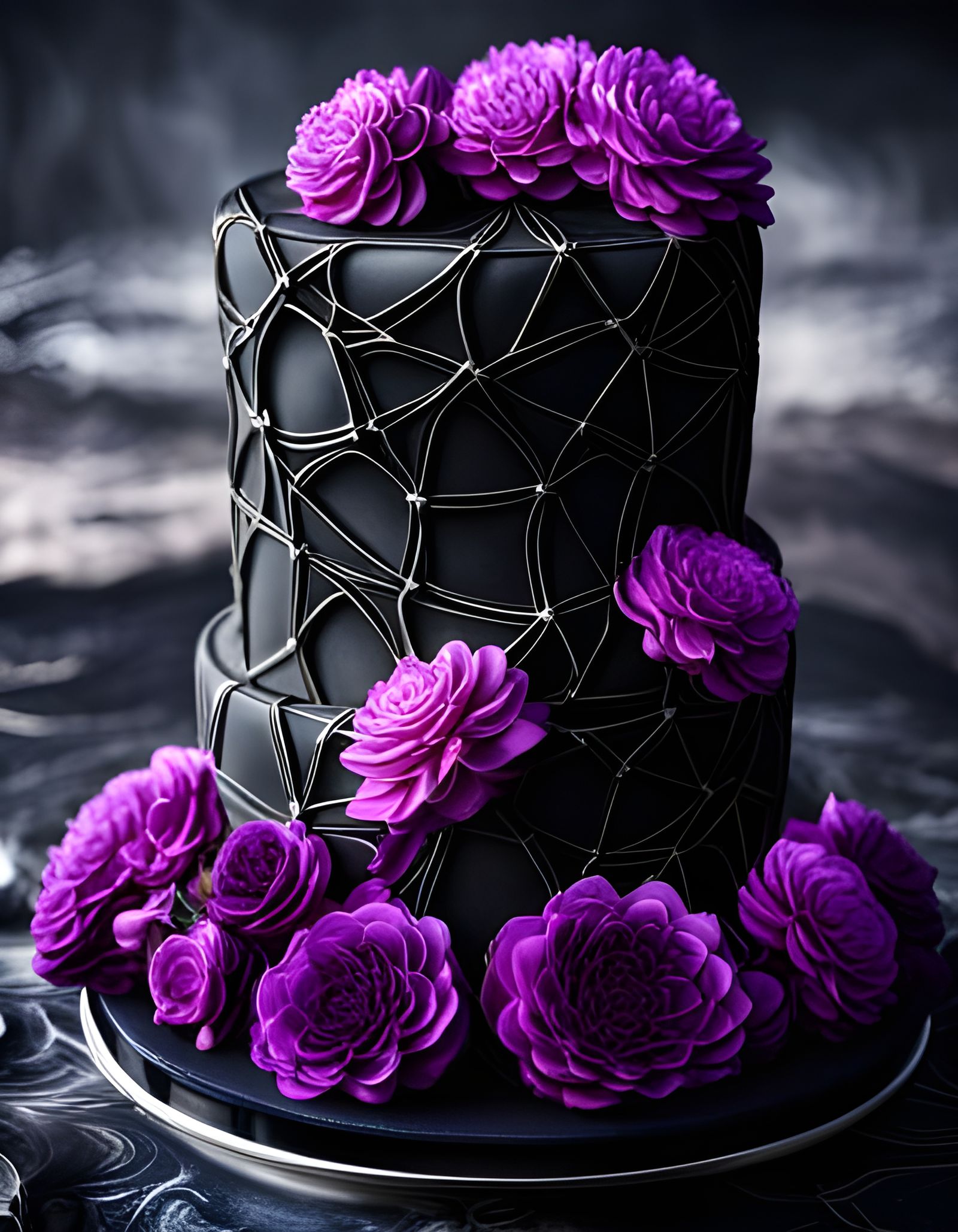 Beautiful Gothic Cake with Spider Web Icing